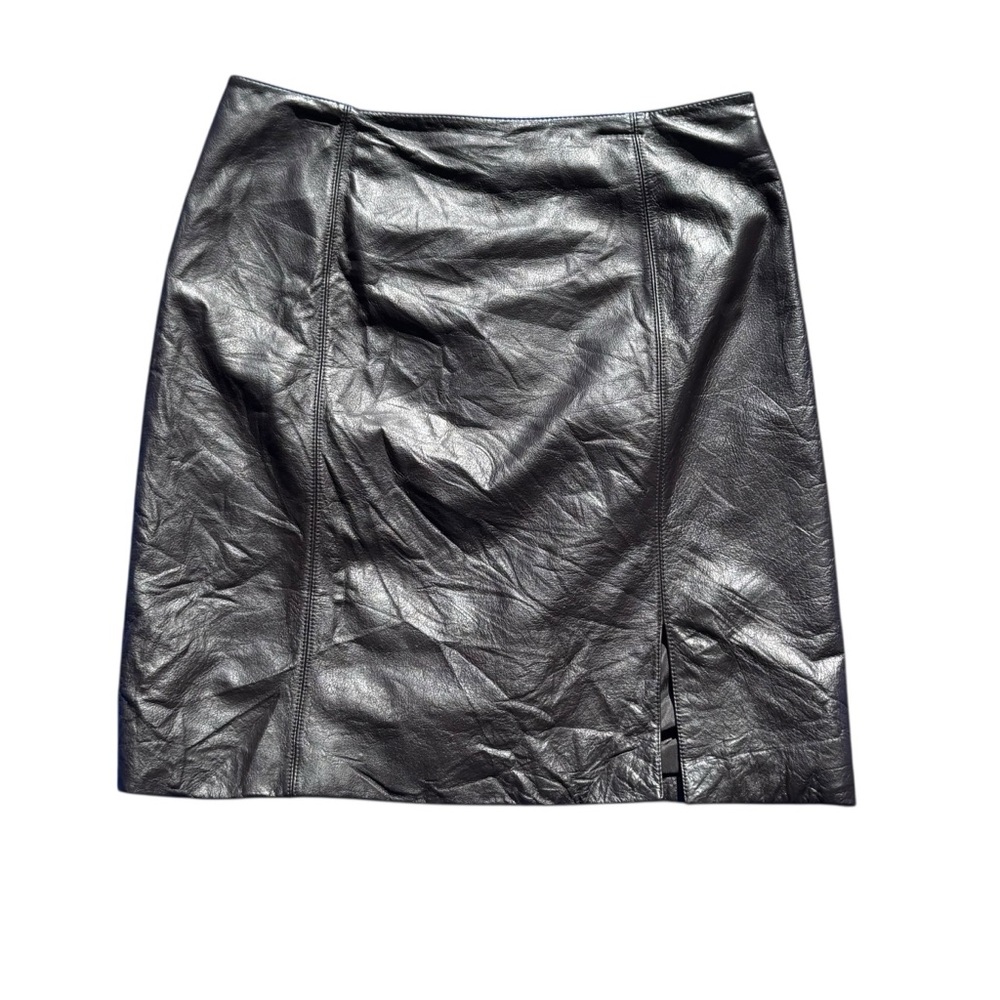 REFLECTIONS Vintage Black Leather Skirt Womens 12